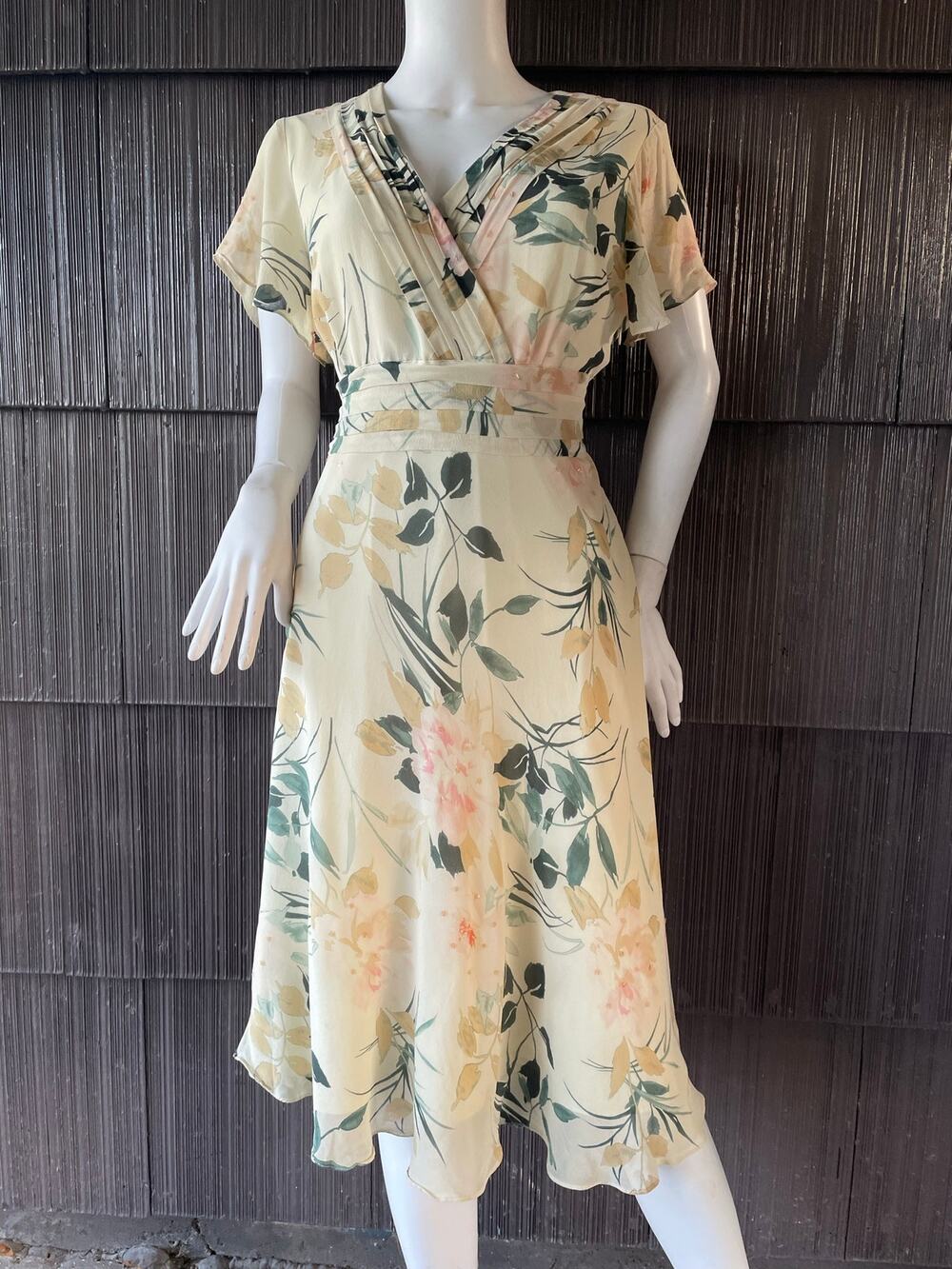 🔥Y2K Adrianna Papell Silk Sequin Floral Romantic Coquette Cottage Fairy Dress